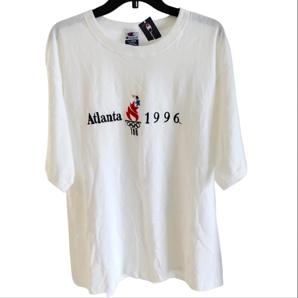 Vintage Atlanta 1996 Olympics T-Shirt Men's 2XL Champion USA White New w/ Tags